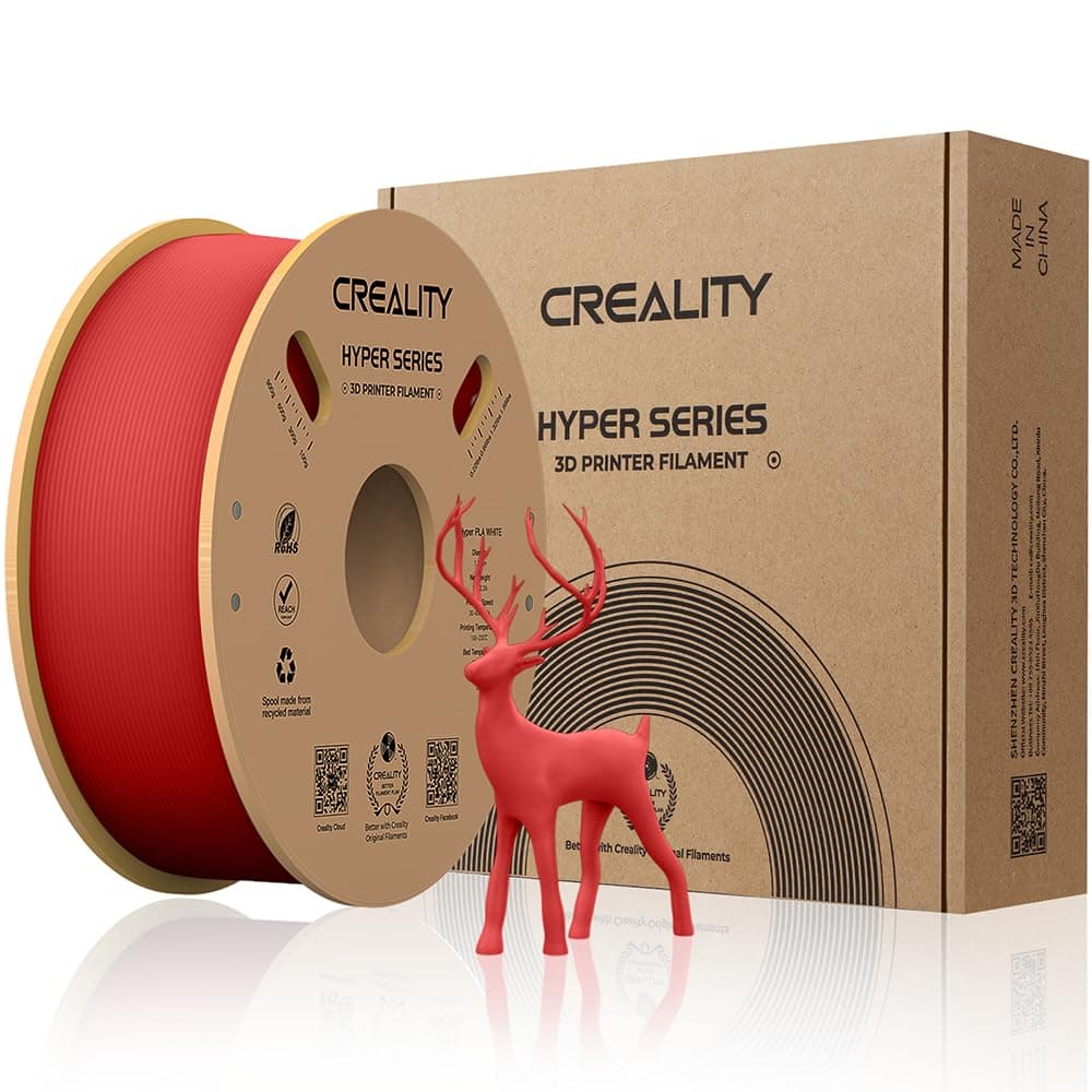 Creality Official Hyper PLA Filament Red 1KG, 3D Printer Filament for High Speed Printing, Durable and Resistant, Smooth, Overhang Performance Dimensional Accuracy +/-0.03mm, 2.2lbs/Spool