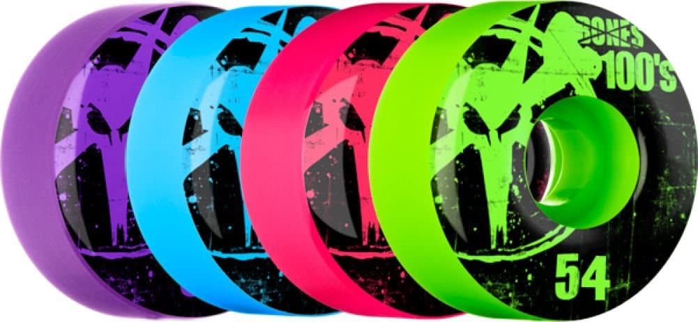 Bones 100'Small Og 54mm Assorted Green Purp Blue Pink Skate Wheels