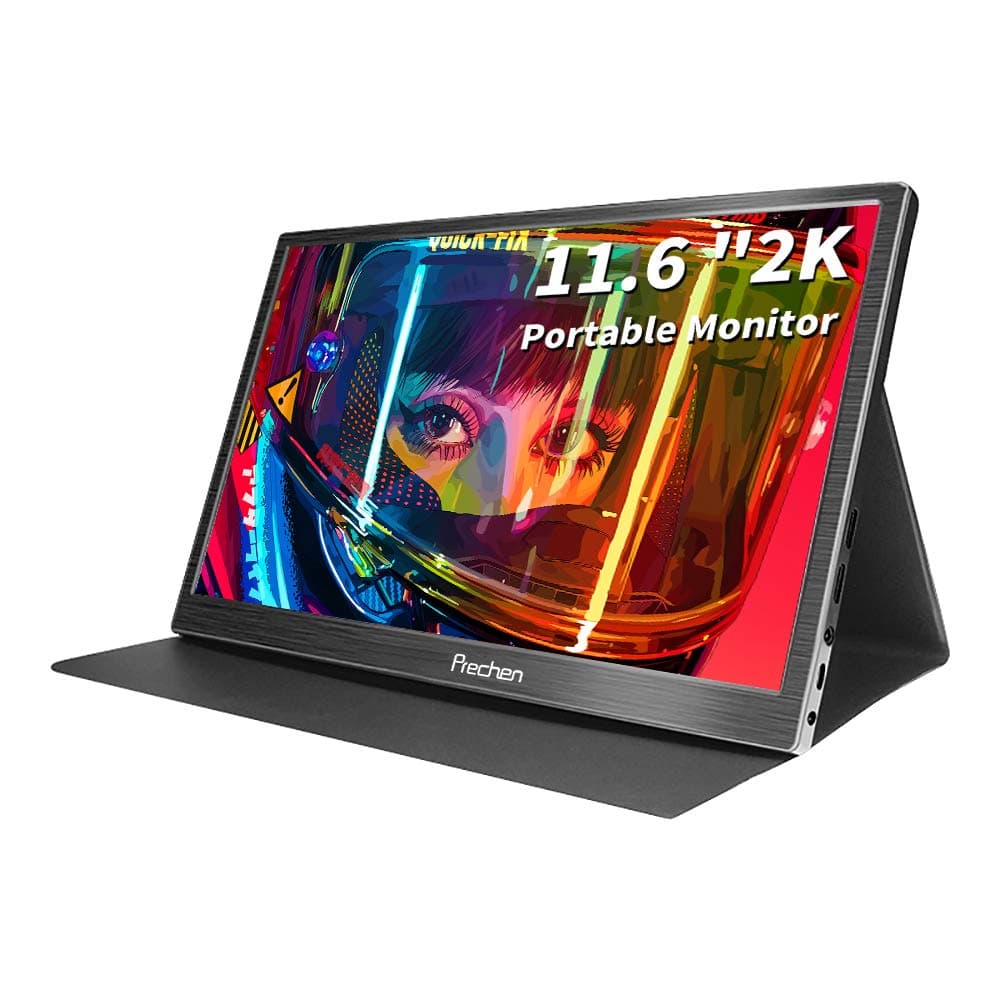 Prechen Portable Monitor 2k, 11.6 inch 2560 x 1440 IPS Display HDMI Monitor Portable Gaming Monitor 2k Compitable for Laptop PS3 PS4 Camera Windows 7 8 10(Two HDMI Interface,Headphone,Speaker)