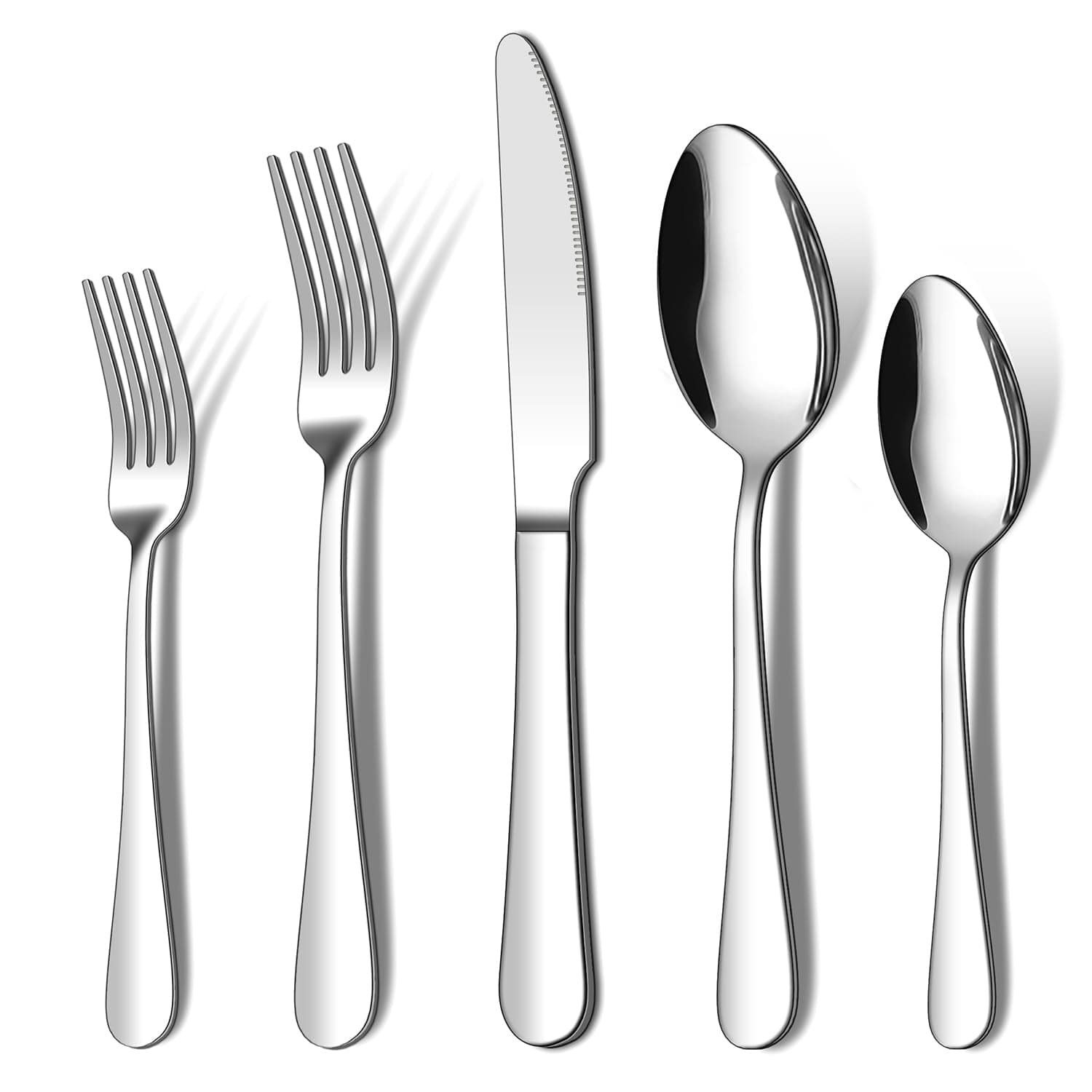 ENLOY 20 Pieces Flatware Set, 18/0 Stainless Steel Utensils, Service for 4, Heavy Duty Silverware Gift, Heavyweight Cutlery, Dishwasher Safe, Mirror Polished Dinner Knife, Fork, Spoon for Restaurant