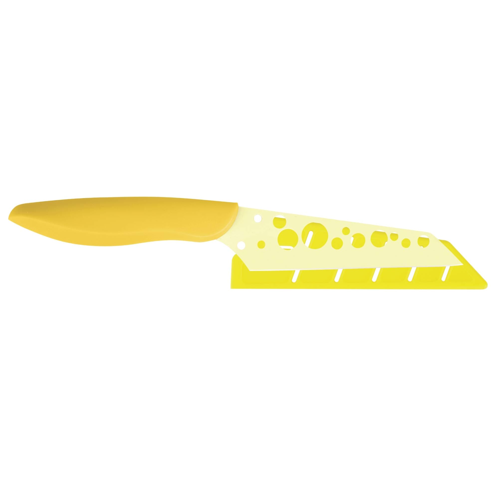 Kai PRO Pure Komachi 2 / 4.5" Cheese Knife with Sheath, Colorful Knife, Swiss-Cheese-Holes in Blade Prevent Sticking, Fun Cheese Knives