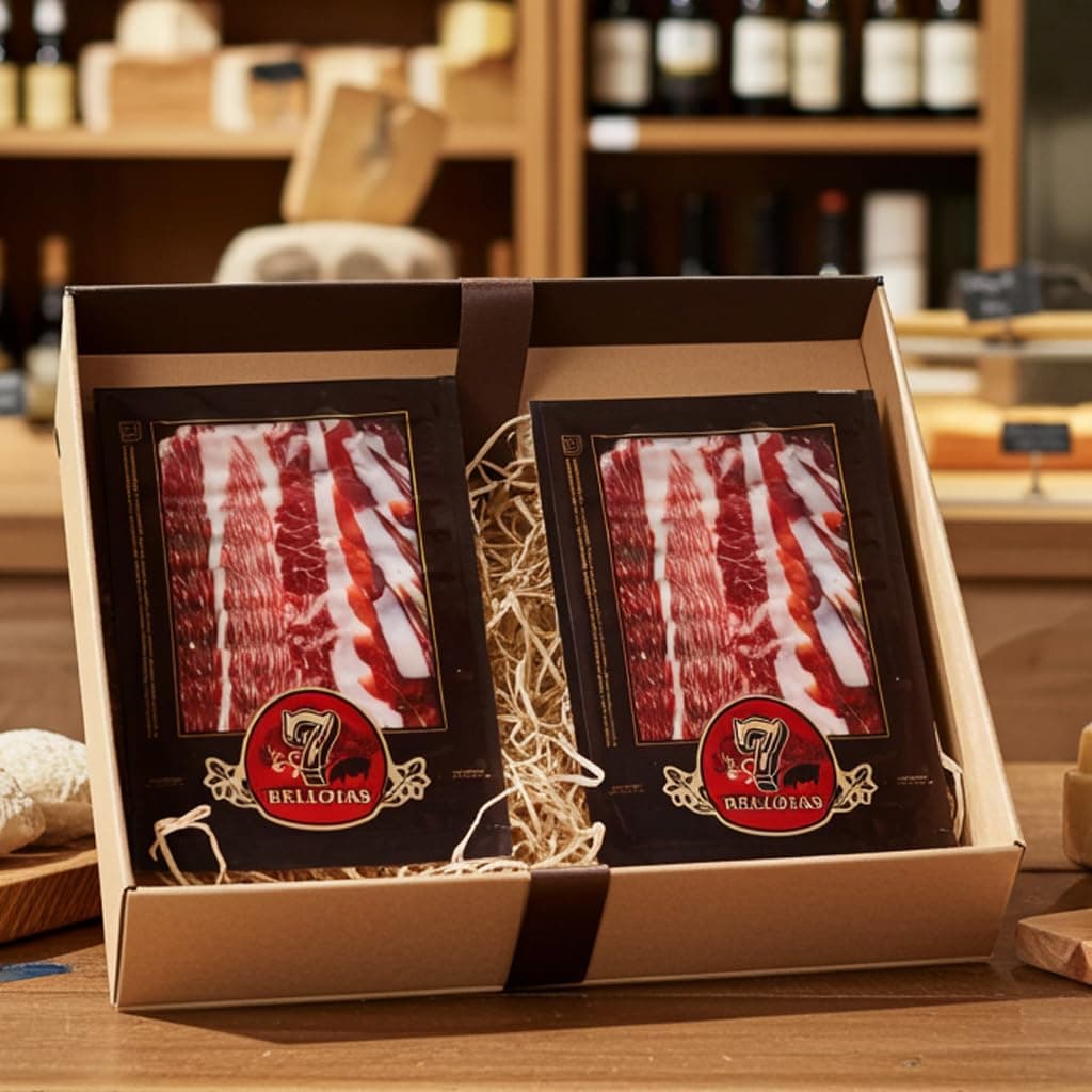 7 BELLOTAS 100% Iberico Ham | Made From Acorn Fed Iberico Pigs and Natural Curation Process | Spanish Jamon Pata Negra | Jamon Iberico Bellota | 48 Months (Sliced 10 X 100 gr.)