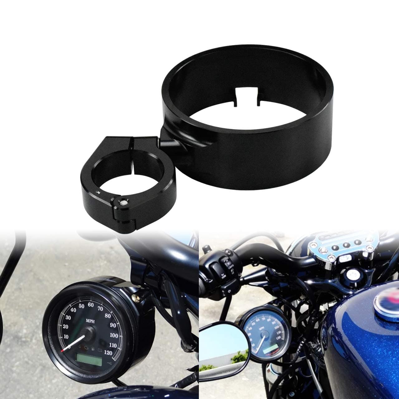 HDBUBALUS Speedometer Ring Side Mount Relocator Bracket Clamp Fit for Harley Sportster XL 48 1993-up Dyna 1993-2005
