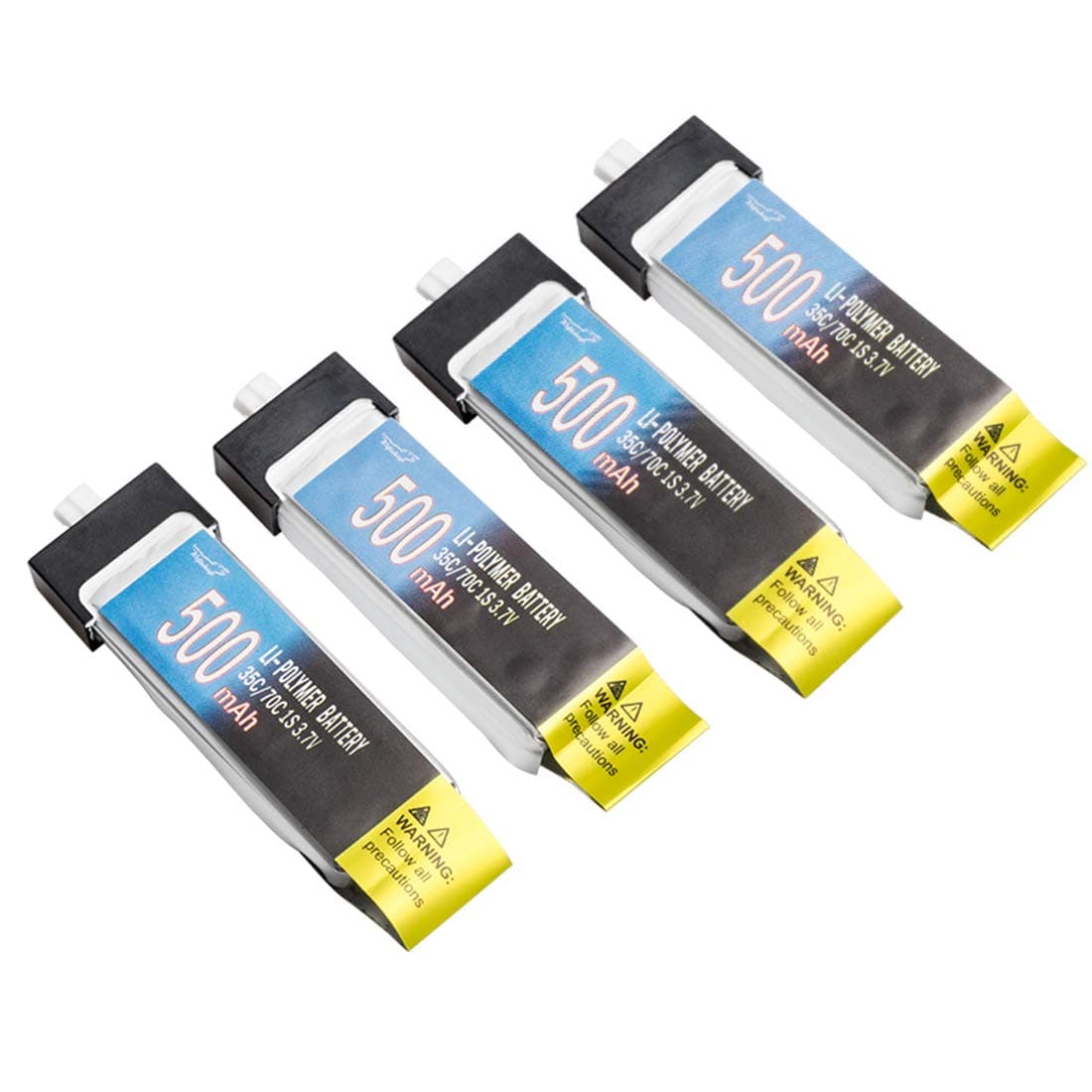 Wolfwhoop 4pcs 500mAh 3.7V 1S LiPo Batterys for Tiny Whoop JST-PH 2.0 PowerWhoop mCPX Connector for Inductrix FPV Plus Micro FPV Racing Drone etc