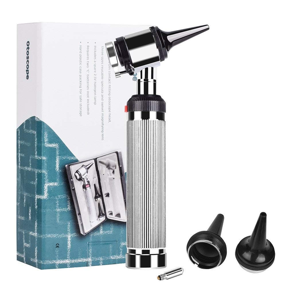 Ear Otoscope Kit - 4X Magnifying Ear Scope with Lights Endoscope Diagnostic Medical Instrument Otoscope - 3 Speculum Tips Inspect Ear for Children, Adults, Doctors, Veterinary, Pets Screening