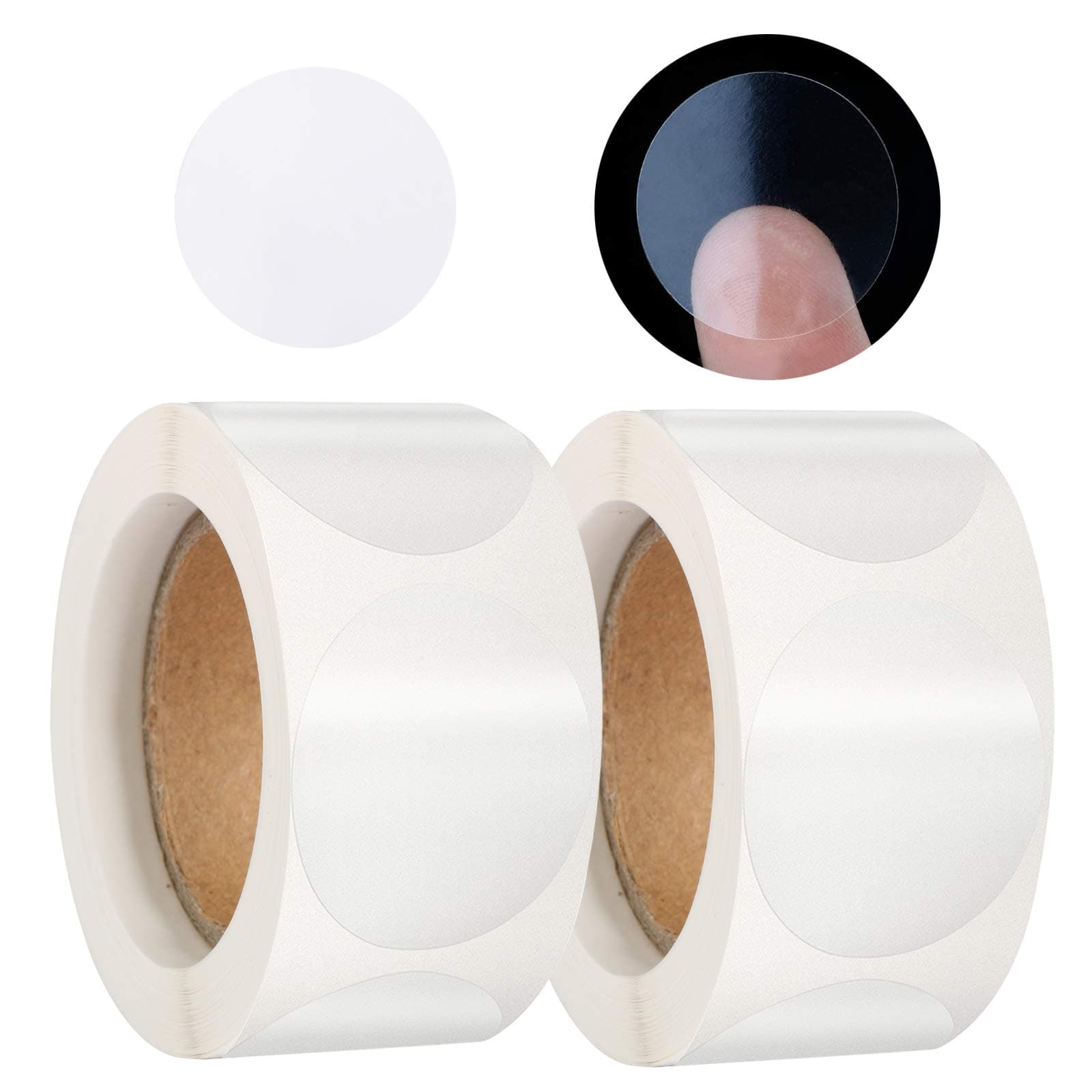 non brand 1000Pcs/2Rolls Transparent Seal Stickers 25mm(1 Inch) Round Clear Sealing Labels Self-Adhesive Stickers Envelope Tab Sealer and Retail Package