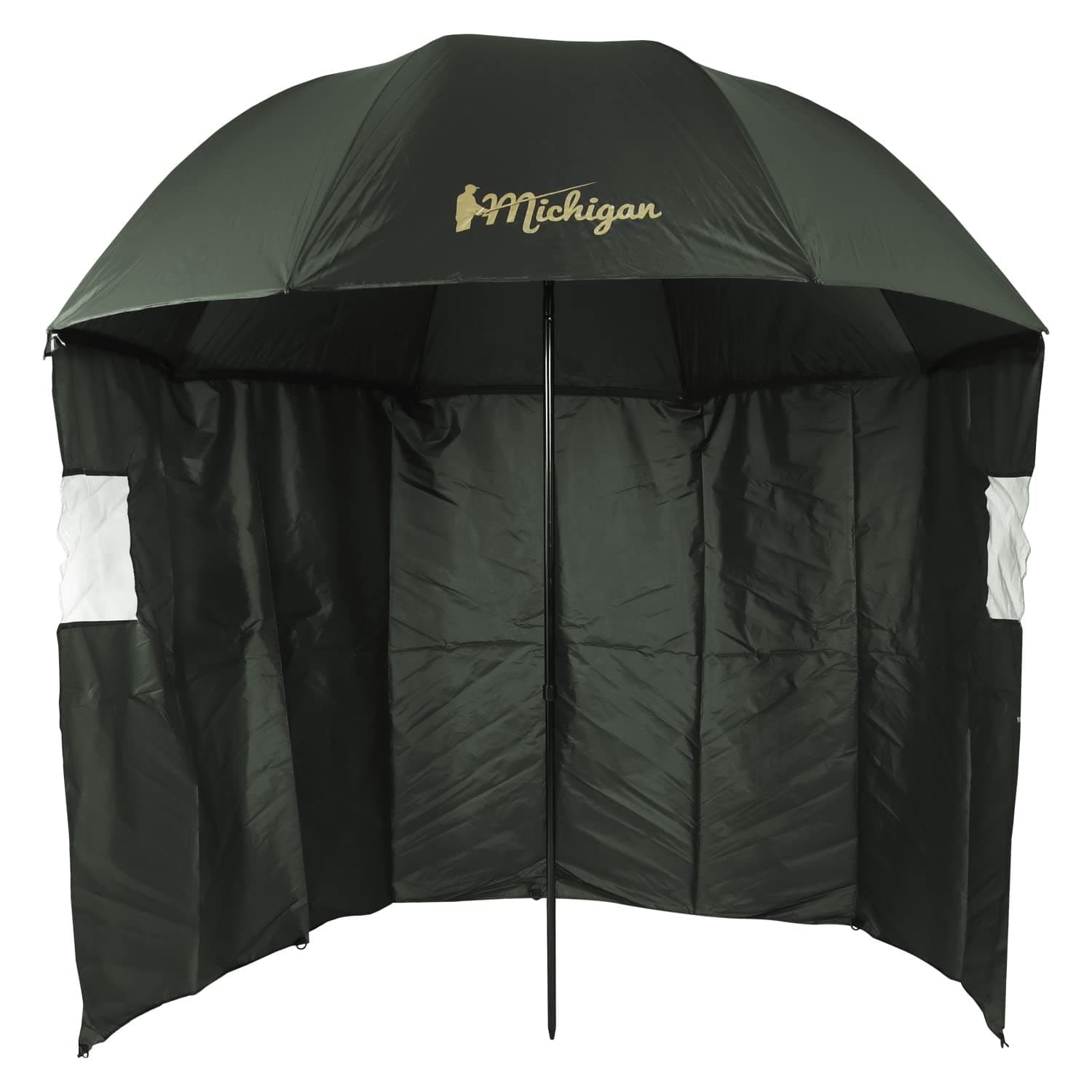 Michigan Fishing Umbrella with Top Tilt and Sides/Windows Brolly Shelter with FREE Carry Bag, Olive Green, 75" or 86"