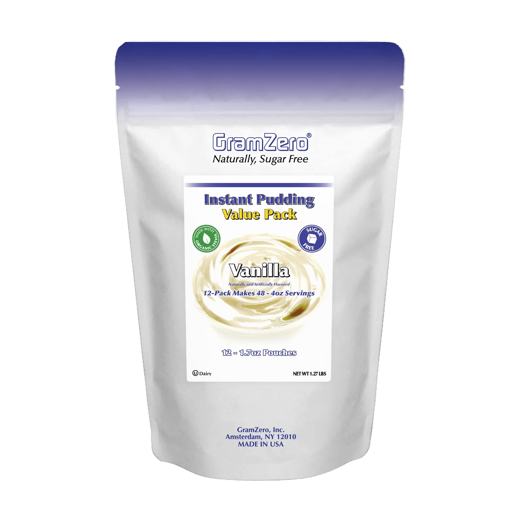 Vanilla Sugar Free Pudding Mix 12-Pack, Great For Nutrition Club Meal Replacement Shakes, Low Calorie Dessert, Stevia Sweetened