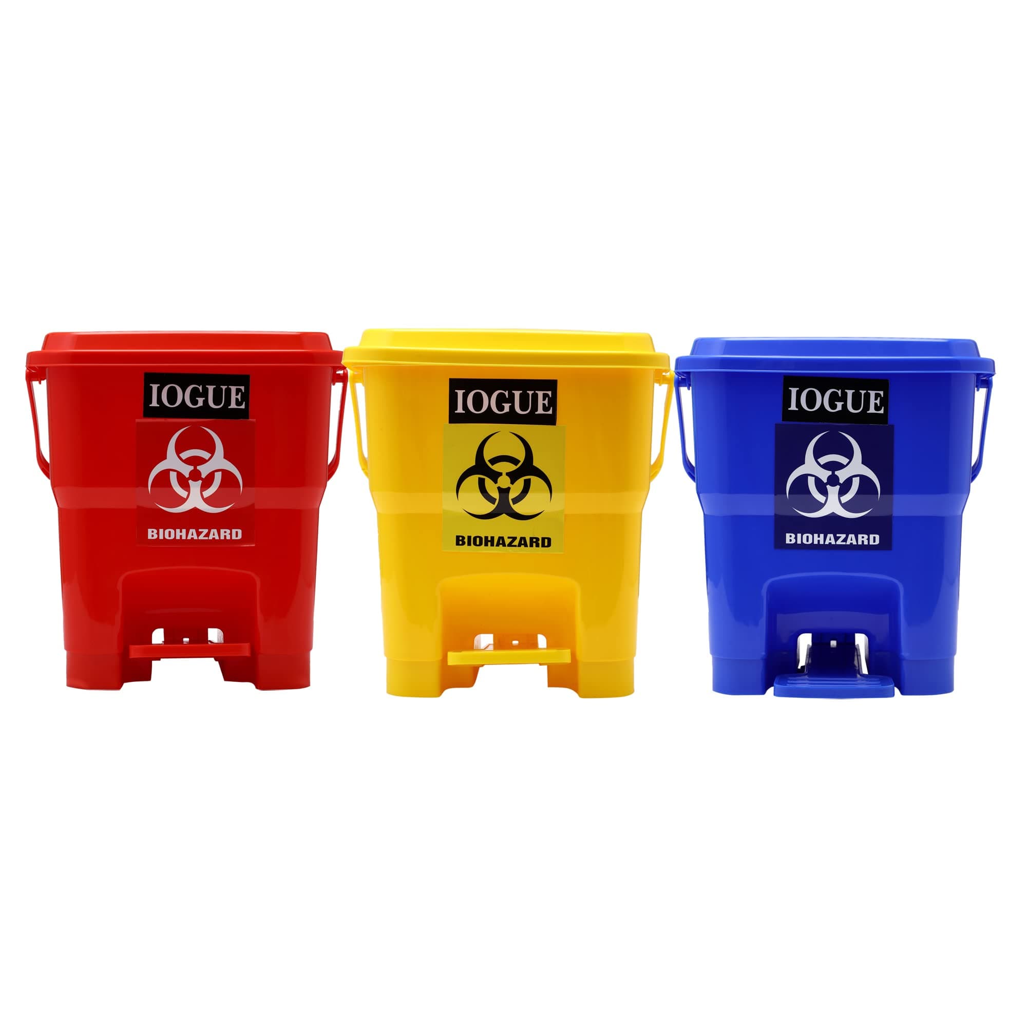 - Plastic Bio-Hazard/Bio-Medical Waste Step-On Dustbin (16 L, Blue, Yellow, Red) - Pack Of 3