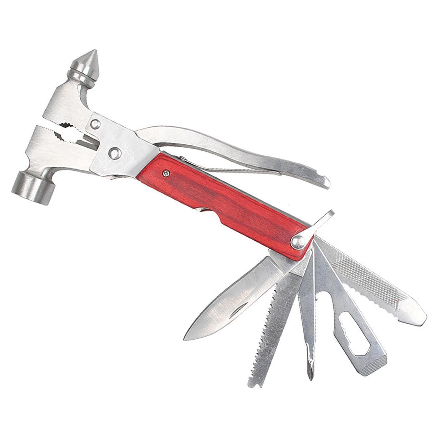 XHY Portable Stainless Steel Multitool Multipurpose Tool Multifunctional Knife Axe with Hammer Plier Emergency Escape Hammer
