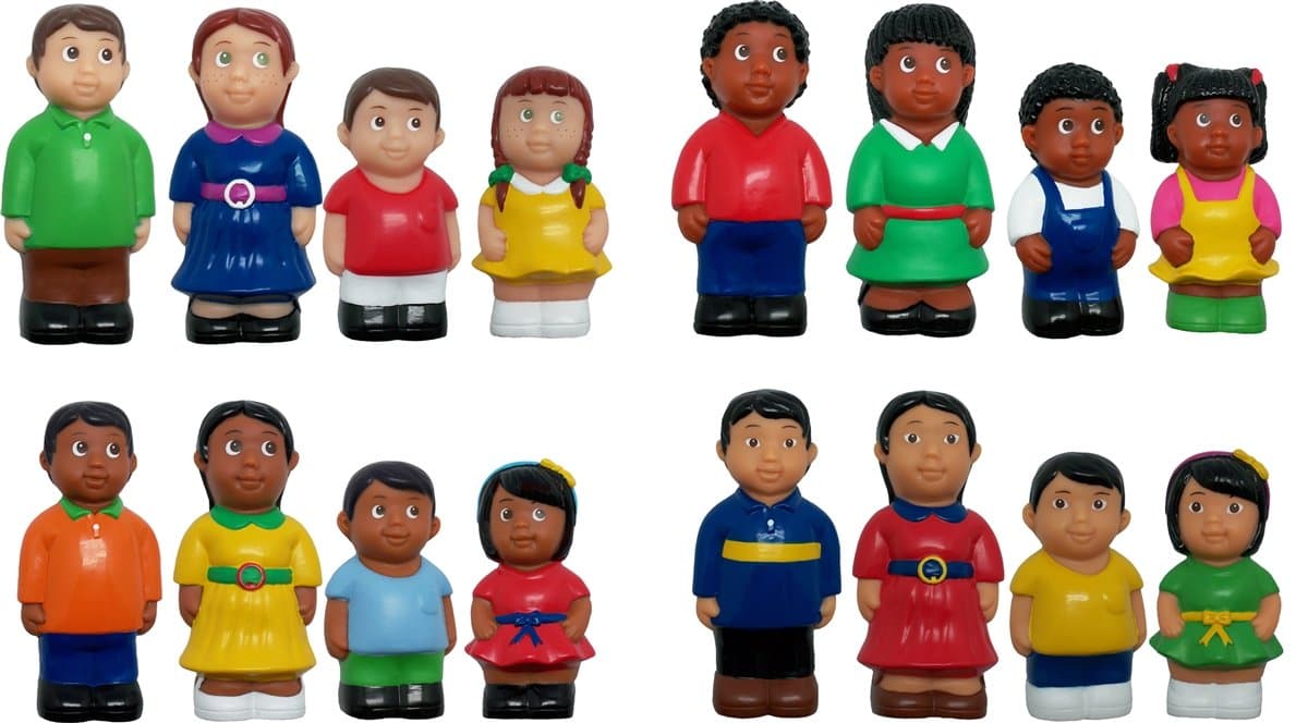 Get Ready Kids Multicultural Family Figures Set of 16 | 5 Inch Diversity People Toys for Toddlers & Preschool | Inclusive Classroom Figurines of Moms, Dads, Boys & Girls for Daycare & Homeschool