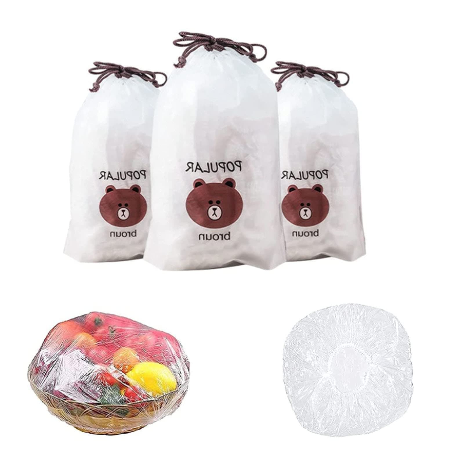 GAFSGAFS Fresh-Keeping Bag, 100 Pcs Food Lid, Reusable Elastic Plastic Bag, Universal Kitchen Packaging Sealing Lid, Used For Leftovers And Meal Preparation (300pcs) (KY-441)