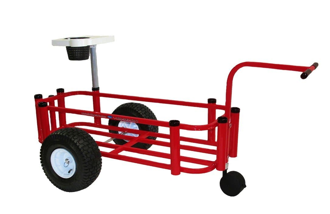 Reels on Wheels PCCART-Red Fishing Cart Sr. Red Powder Coat 16"x44" 8-rod Holder