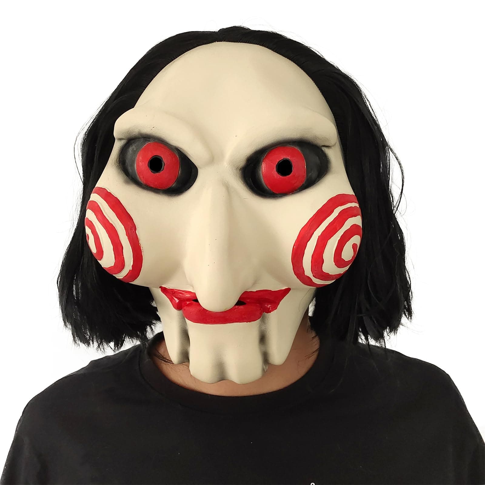 KJOCOS Scary Saw Mask Jigsaw Halloween Clown Mask Horror Full Head Latex Masks Puppet Costume