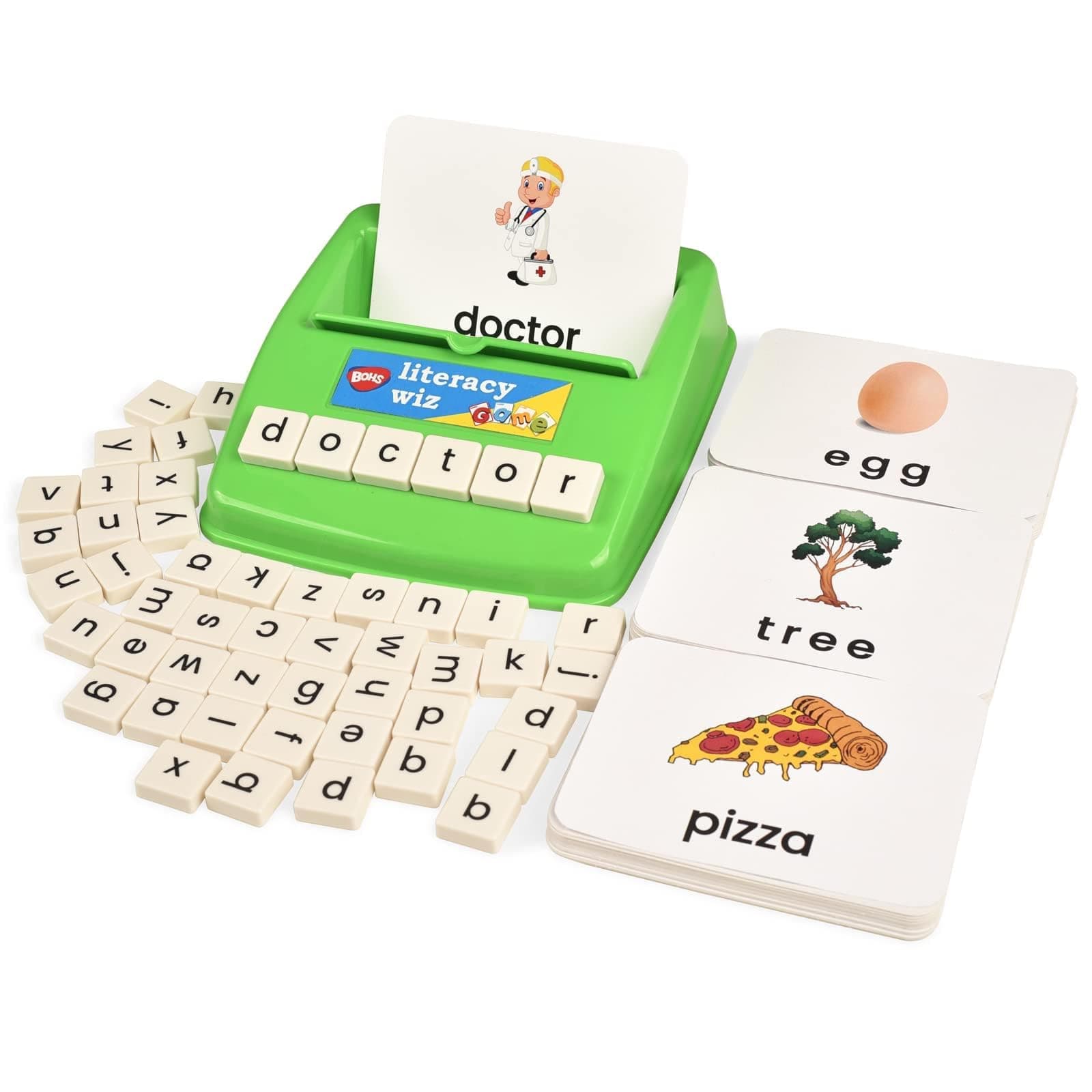 BOHS English Literacy Wiz Fun Game -Lower Case Daily Words - 60 Flash Cards - Preschool Language Learning Educational Toys
