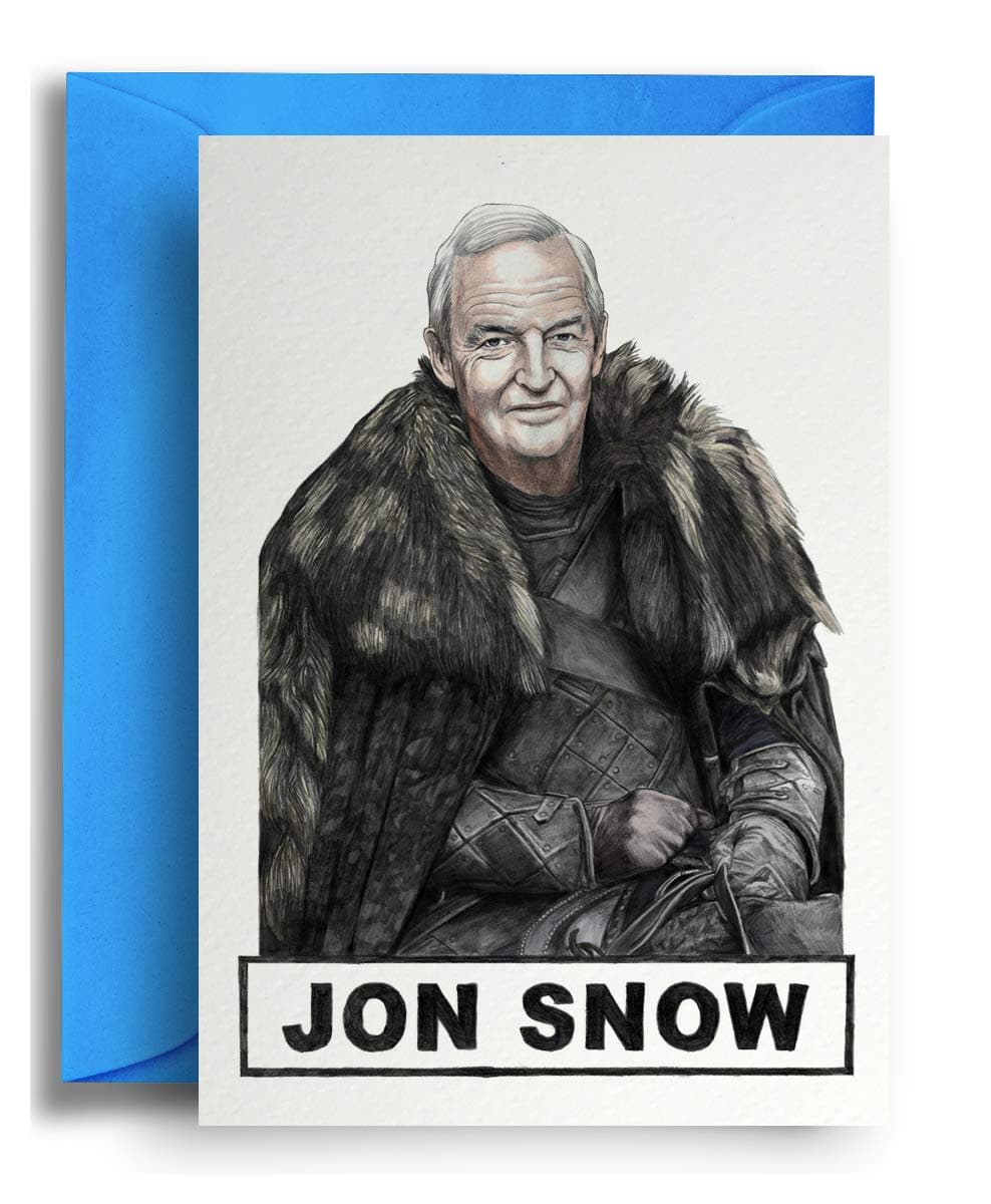 Modern Funny Stylish Greeting Card Blank Inside for Any Occasion Game of Thrones Jon Snow Design