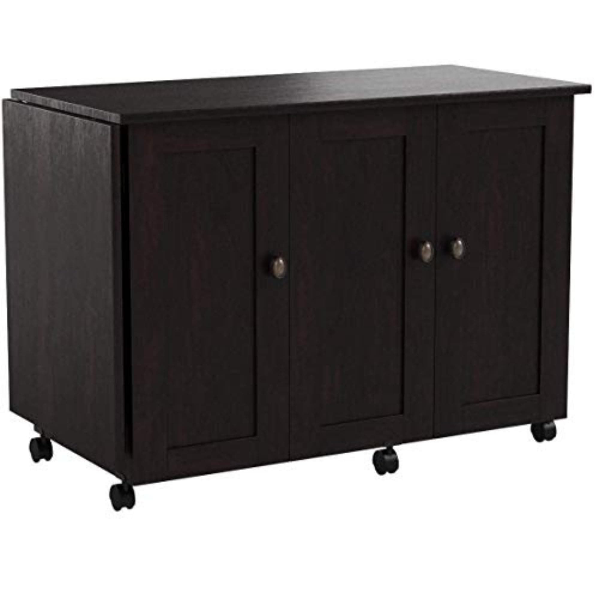 Miscellaneous Storage Easy Rolling Sewing and Craft Table/Cart/ Pantry cabinets, Cinnamon Cherry finish