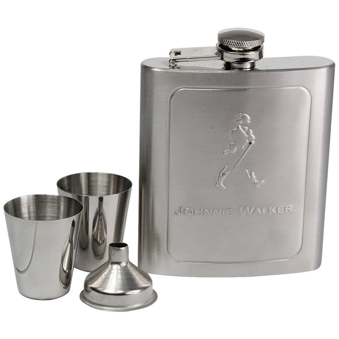 7 Ounce Scotch Whiskey Stainless Steel Flask with Johnnie Walker Pattem