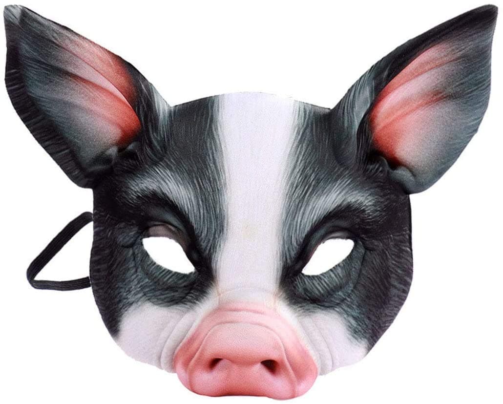 1Pcs Half Face Animal Mask Pig Mask Horror Pig Mask for Halloween Costume Party Cosplay Props