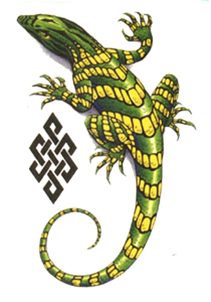 Buy 1 Get 1 Free (Green Tegu Lizard Temporary Tattoo) #BC5201 from TattooGirlsRule 4x3 inch sheet
