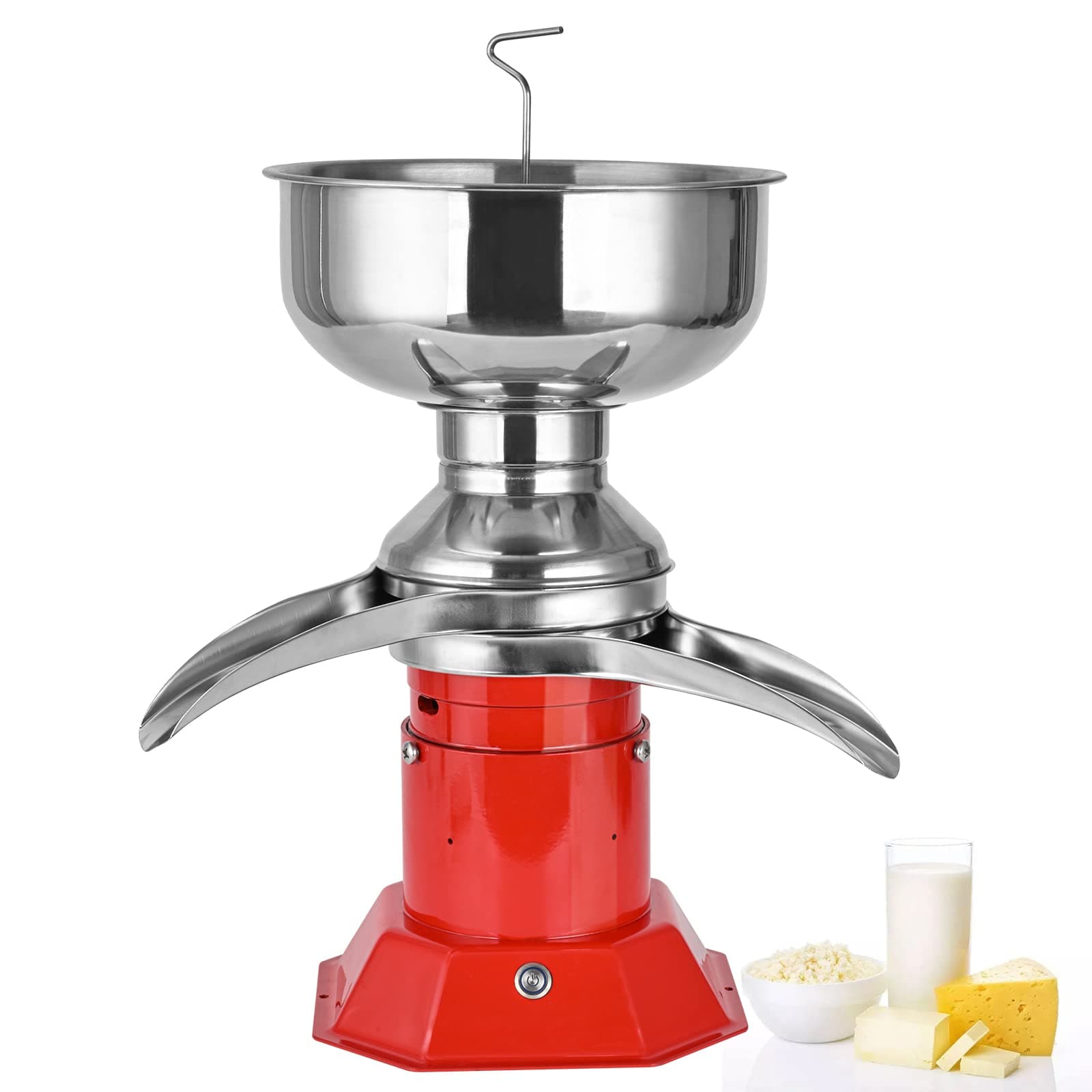 Milk Cream Centrifugal Separator Electric descremadora de leche 100L/H Capacity Cream Maker with 5L 304 Stainless Steel Bowl for Fresh Goat Cow Milk, 110V 100W