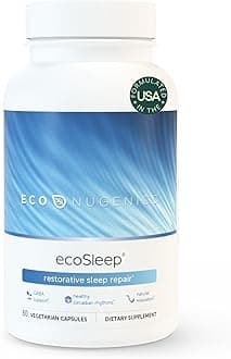 EcoNugenics ecoSleep: Sleep Aid with GABA Support Blend, Magnesium, L-Theanine, Niacin – Helps Promote Deep Sleep, Healthy Circadian Rhythms, Relaxation, Calm – Supplement for Adults, 60 Capsules