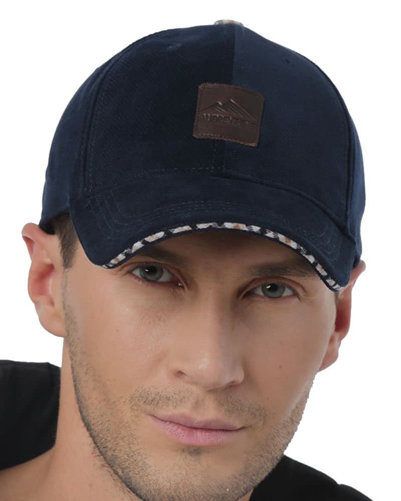Men's Baseball Cap Polyester and Flannel Outdoor Casual Hat Adjustable(Blue)