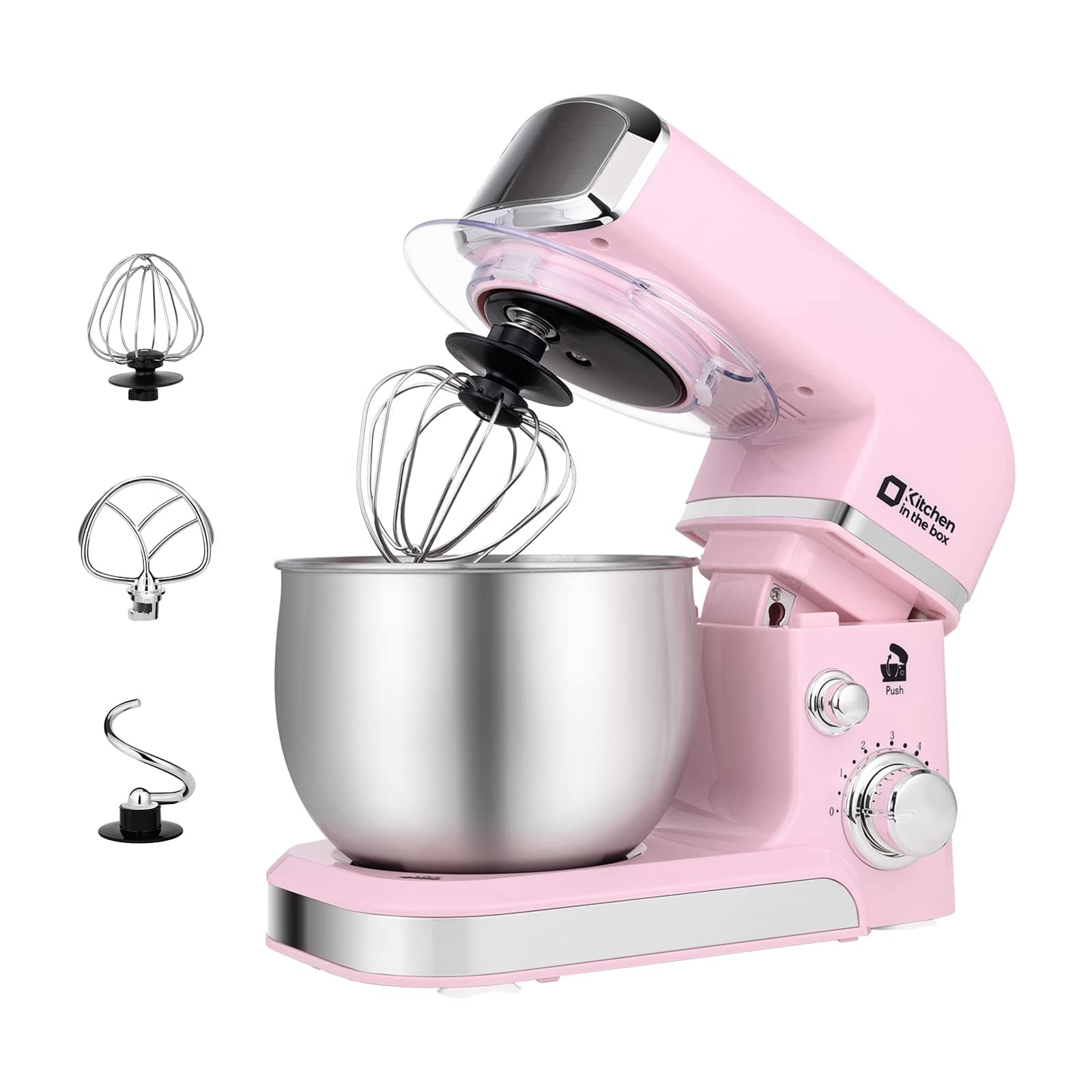 Kitchen in the box Stand Mixer,3.2Qt Small Electric Food Mixer,6 Speeds Portable Lightweight Kitchen Mixer for Daily Use with Egg Whisk,Dough Hook,Flat Beater (Pink)