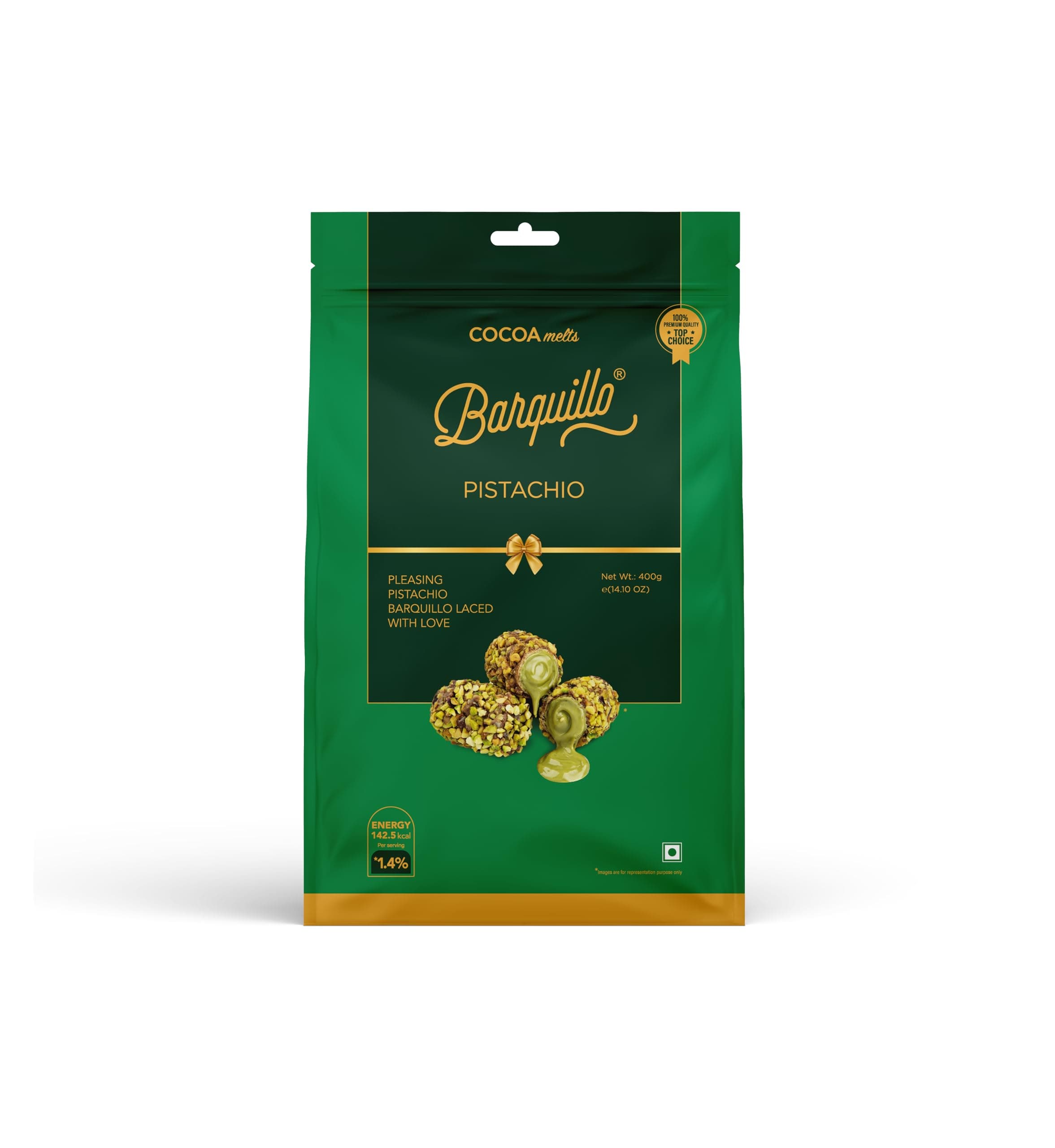 Barquillo Premium Pistachio Coated Chocolate Pouch -20 Pcs (400 gm) | Pista Cream Filled Biscuit Roll imported | Dubai couverture taste | Festive Gift Pack Celebration specially for Festivals