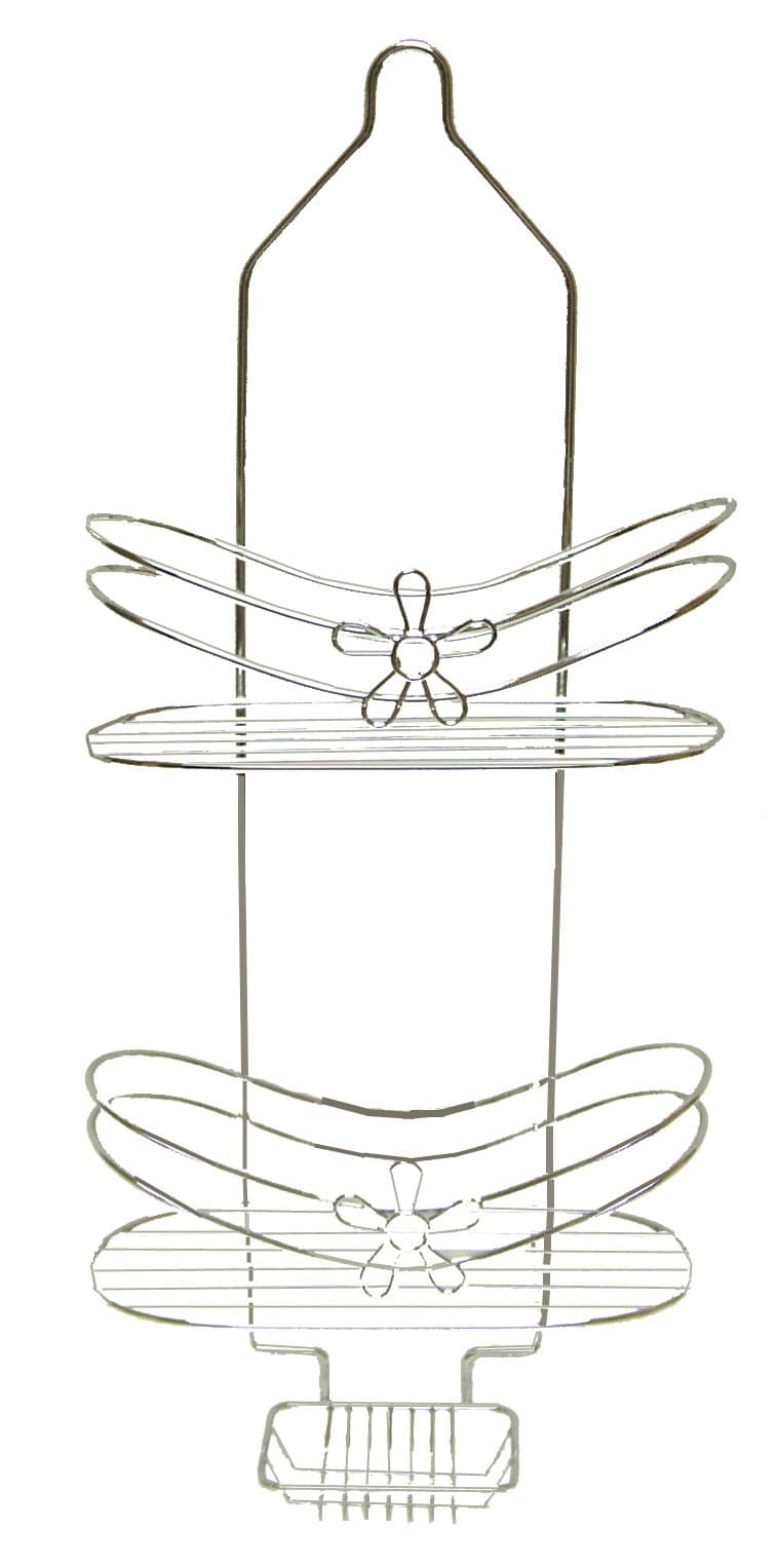 AQUATICO Petal Style 2-Tier Shower Caddy, Platinum