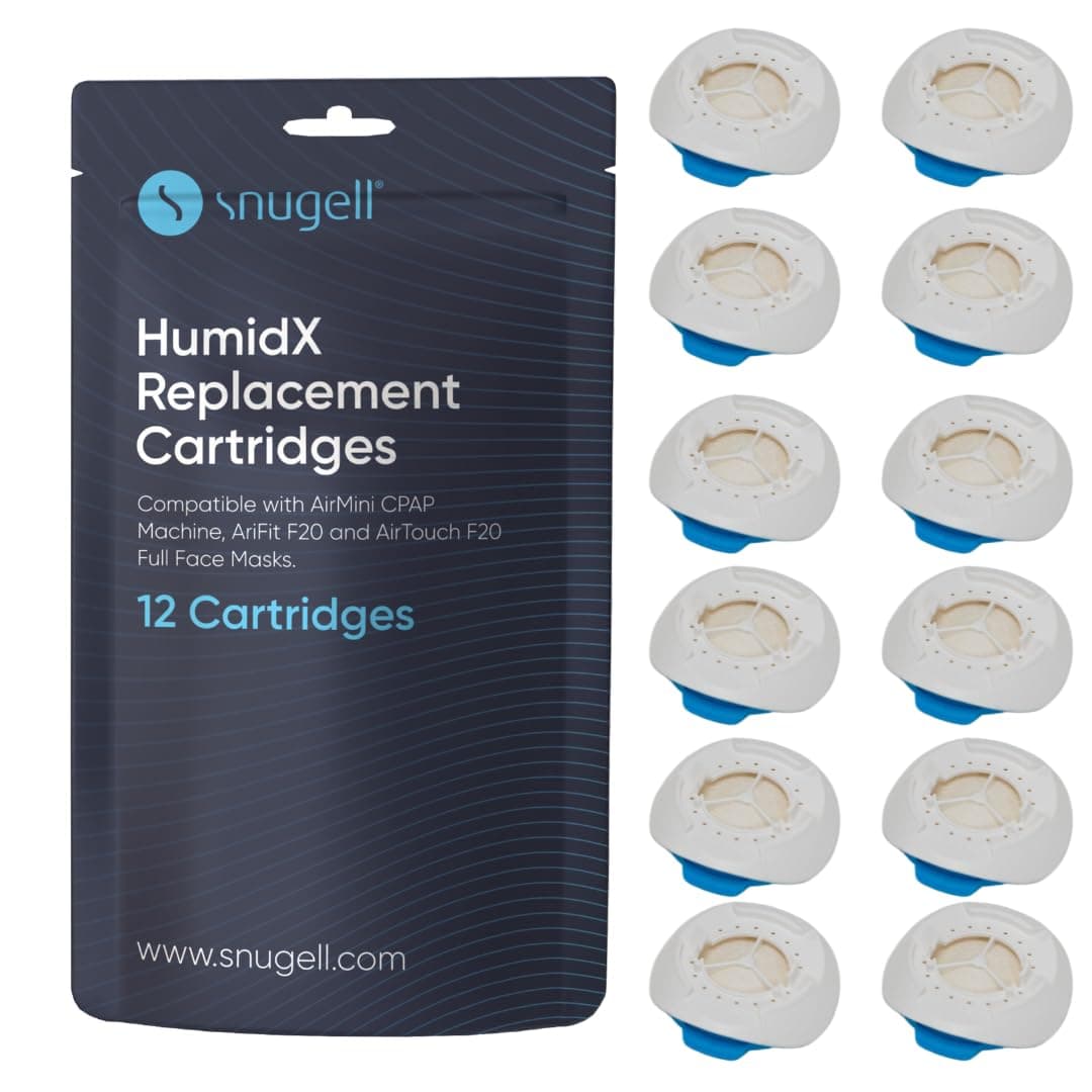 AirMini HumidX – 12-Pack Replacement Cartridges – Designed for ResMed AirMini CPAP Machines – Compatible with AirFit & AirTouch F20 Full-Face Masks – Enhances Humidity for Improved Comfort