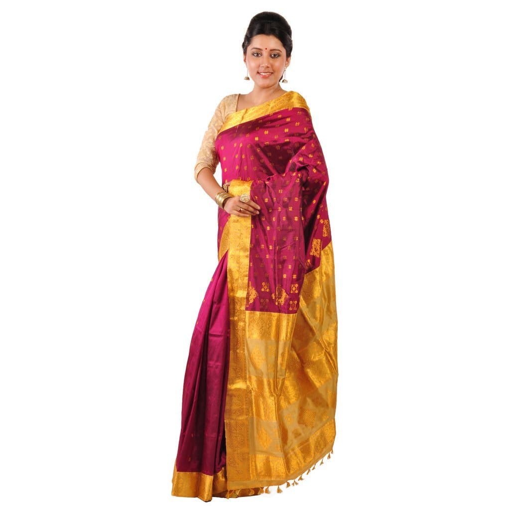 Women's Assam Silk Maroon Color Saree