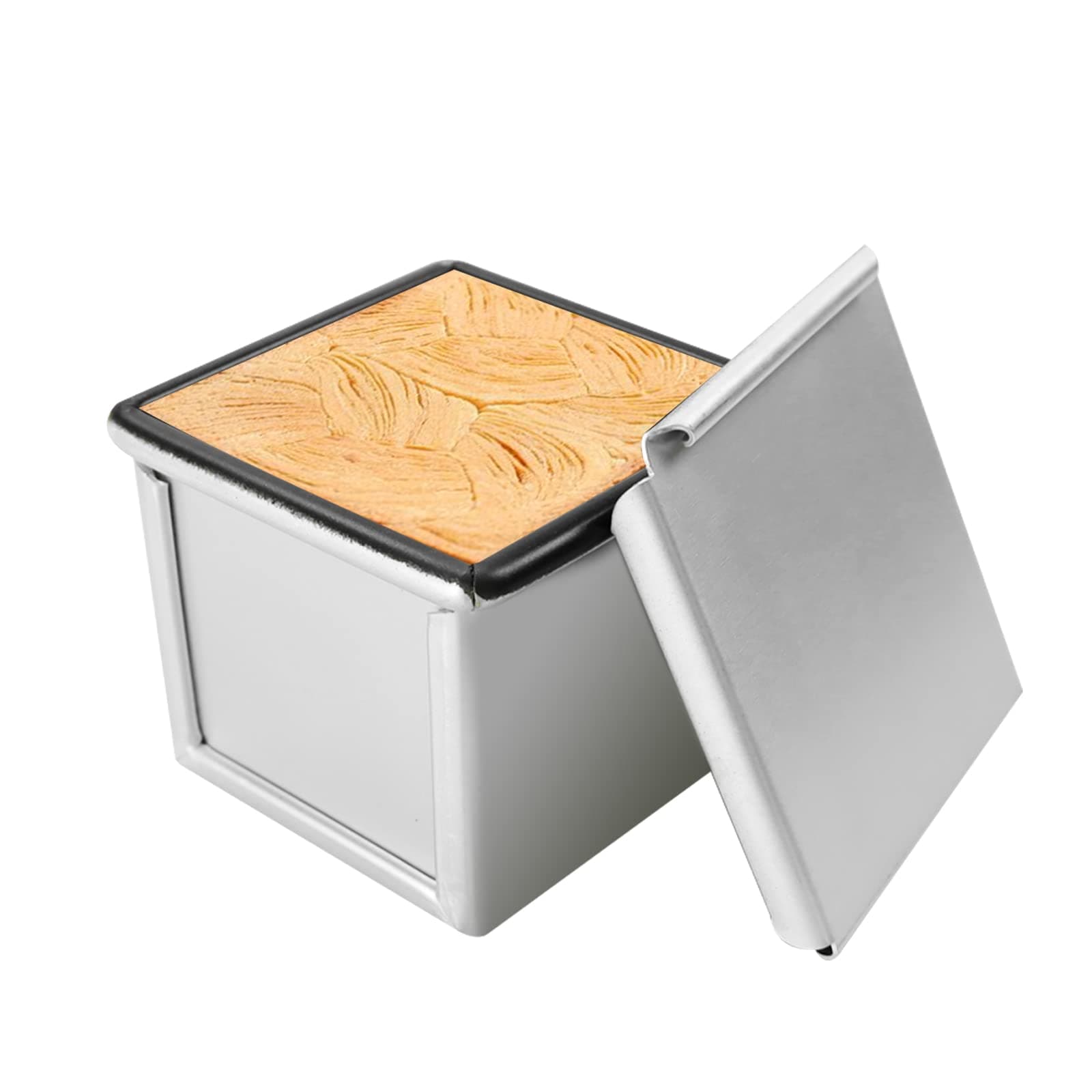 Pullman Loaf Pan with Lid Non-stick Square Smooth Toast Box Aluminized Steel Bread Pan with Lid,3.94x3.94x3.94in(10CM)