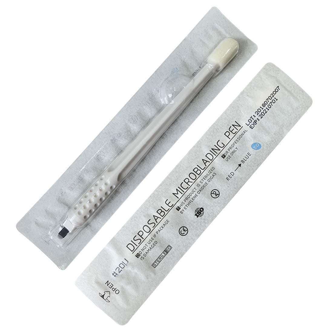 10pcs Disposable Microblading Manual Pen With Needle and Cap Permanent Makeup 20 U Blades 0.16MM,disposable blister package