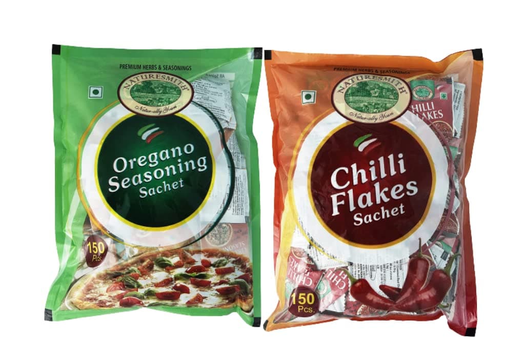 Naturesmith Chilli Flakes Sachet(150Pieces) & Oregano Seasoning Sachet(150Pieces) Combo,300 Grams