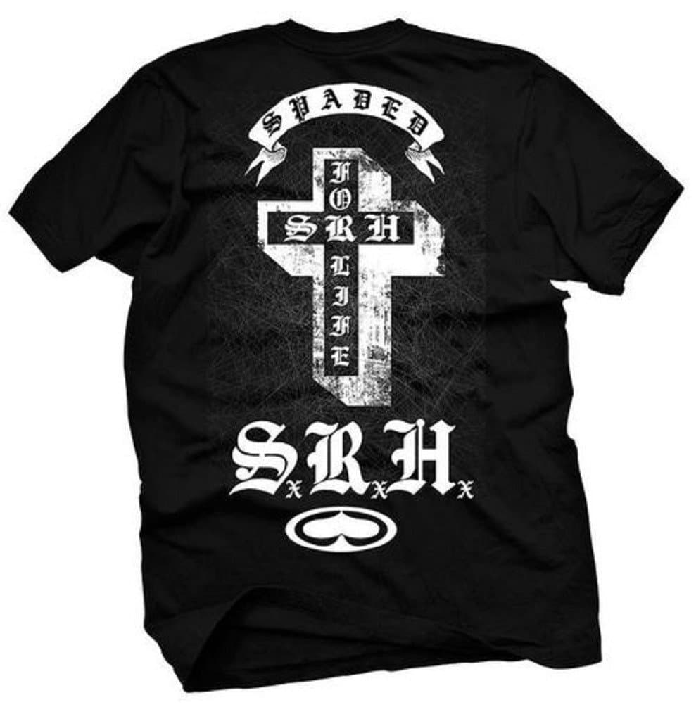 SRH Mens Grave Mens Tee Shirt MS1518 Support Radical Habits Spade Logo Black & White Black