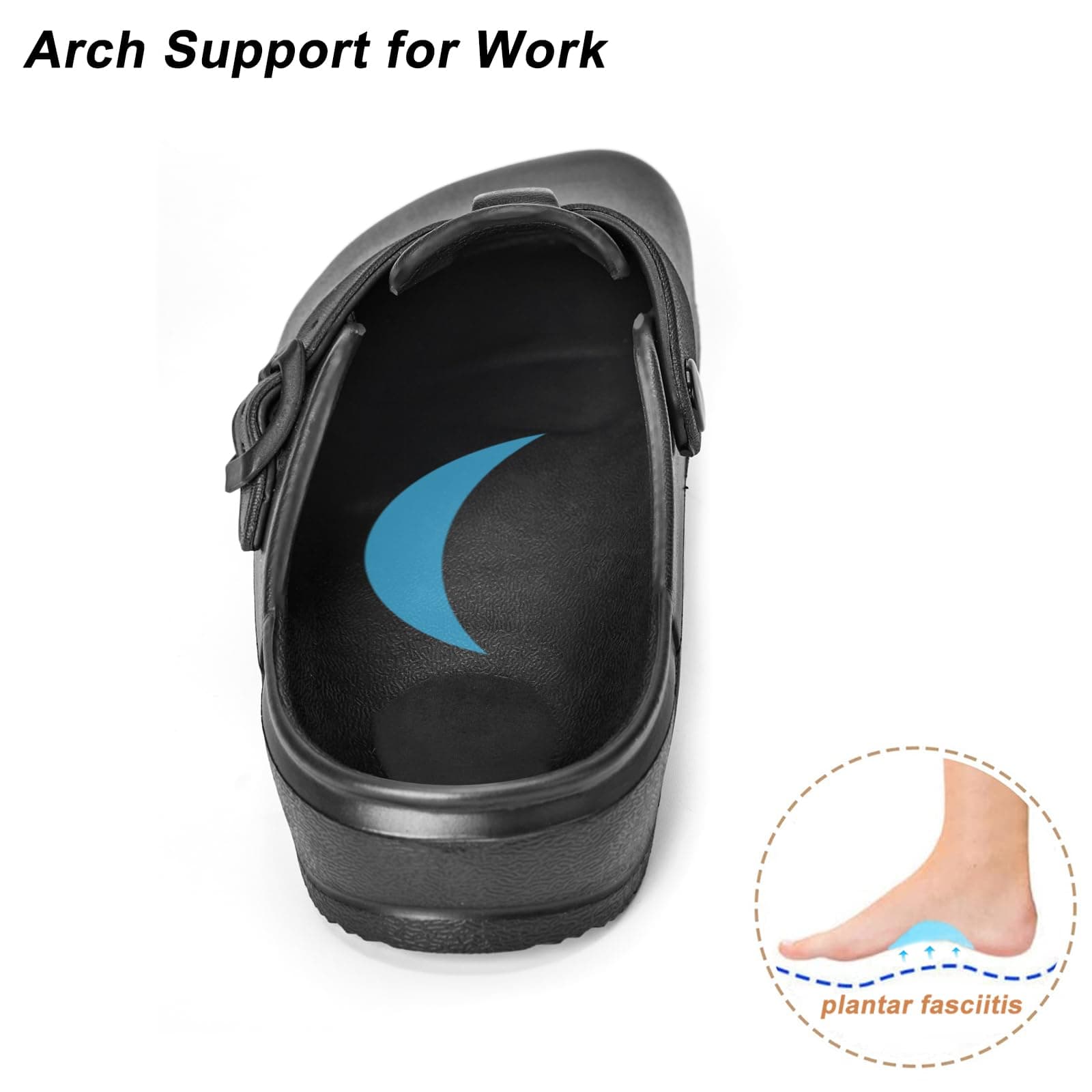 ZXT Arch Support Work Clogs Slip Resistant Orthopedic Shoes for Chef Nurse Garden Comfortable, Slip-On Cushion Slide Sandals