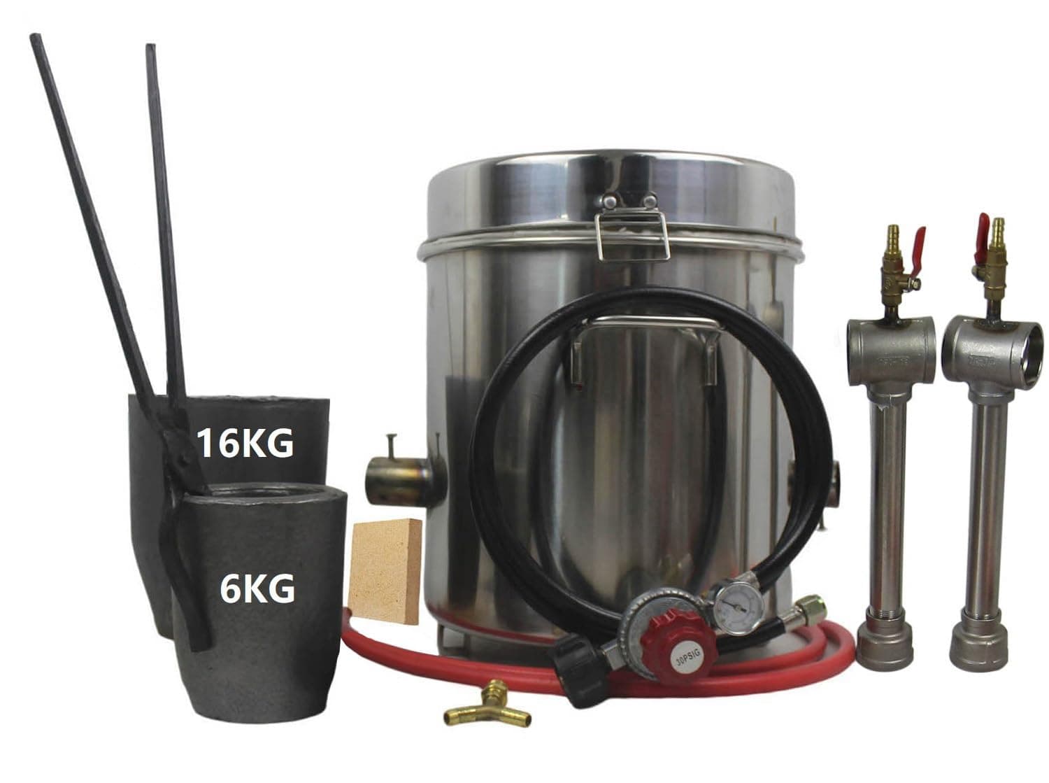16KG(35lbs) Large Metal Melting Furnace Dual Burner with Graphite Crucibles(16KG/35lbs&6KG/13lbs), Foundry Home Kiln Smelting Furnace Kit with Casting Tools for Refining Recycle Brass Gold Silver
