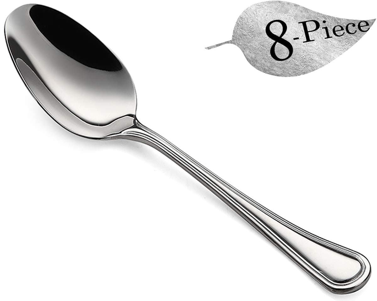 Dinner Spoons Set of 8, Stainless Steel Heavy 8.1-inch Flatware Silverware Cutlery Utensils 8-Piece Soup Table Spoons, Dishwasher Safe