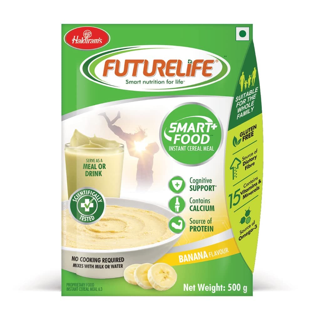 FUTURELIFE® Smart food™ | Instant Cereal Meal | Smart Nutrition for Smarter You | BANANA - 500 gms