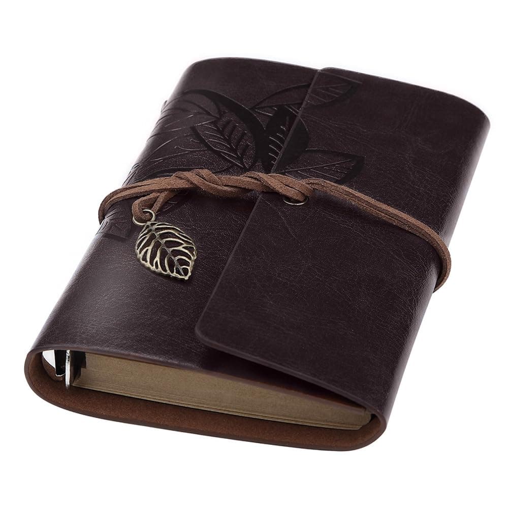 BEYONG Leather Journal for Men & Women, Mini Pocket Notebook Perfect for Gift, Diary, Sketch Book, Memo Pad, Small Notepad (Black, 4"x5.7")