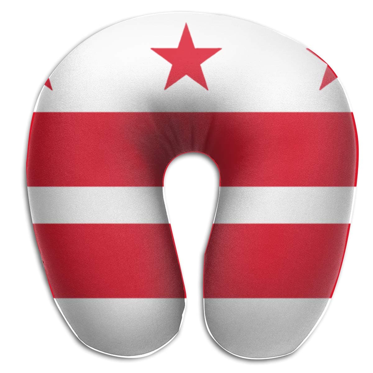 Zul Travel U Neck Pillow for Airplane Car Sleeping 100% Memory Foam Travel U Pillows, Red White Washington Dc Flag