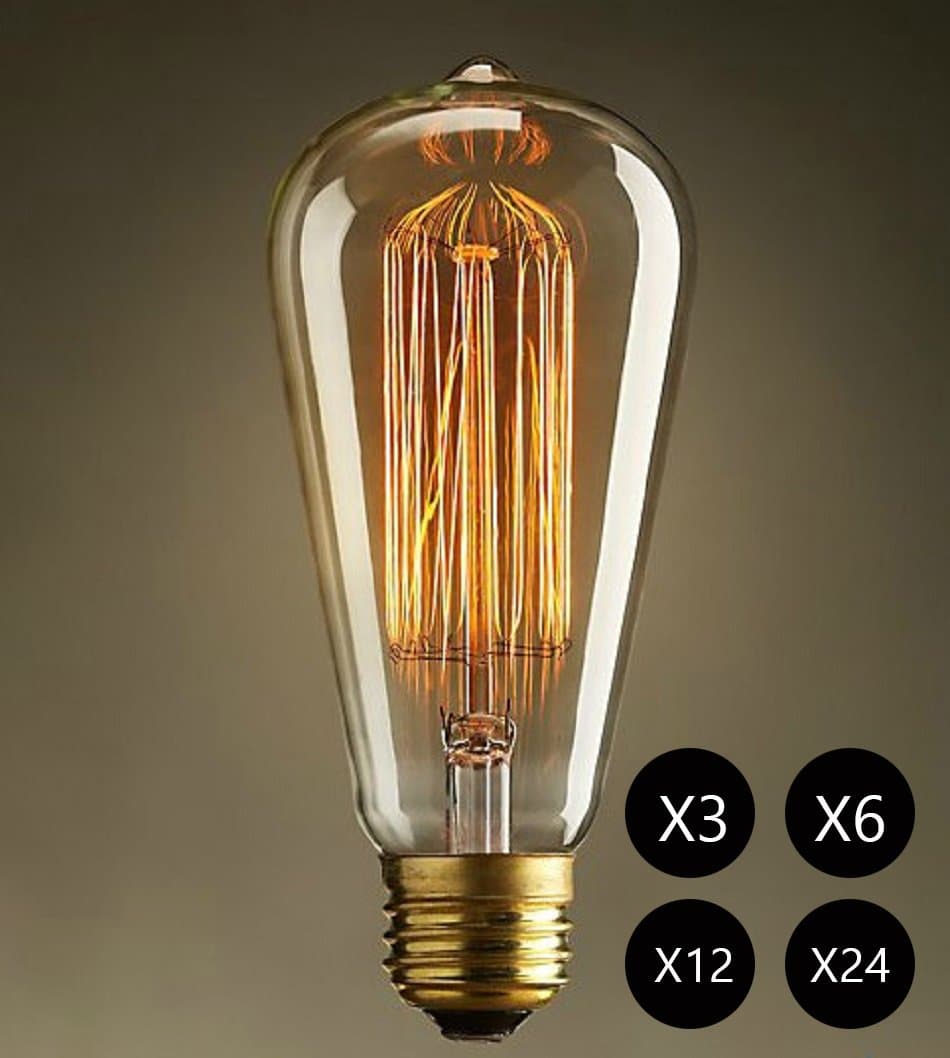 LOMT™ 40W Warm Rustic Dimmable Light Bulb with Squirrel Cage Style Filaments, Vintage Incandescent Edison E27 Electric Light, Bar Restaurant Coffee Shop, Available in 1, 3, 6 and 12 Pack