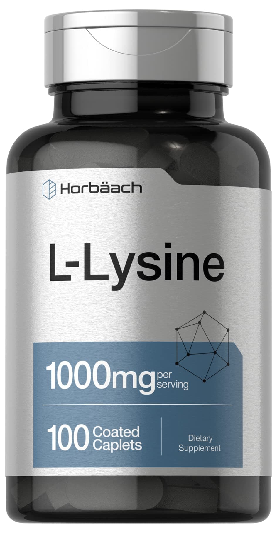 L-Lysine 1000mg | 100 Coated Caplets | Free Form Dietary Supplement | Essential Amino Acid | Vegetarian, Non-GMO, and Gluten Free Formula