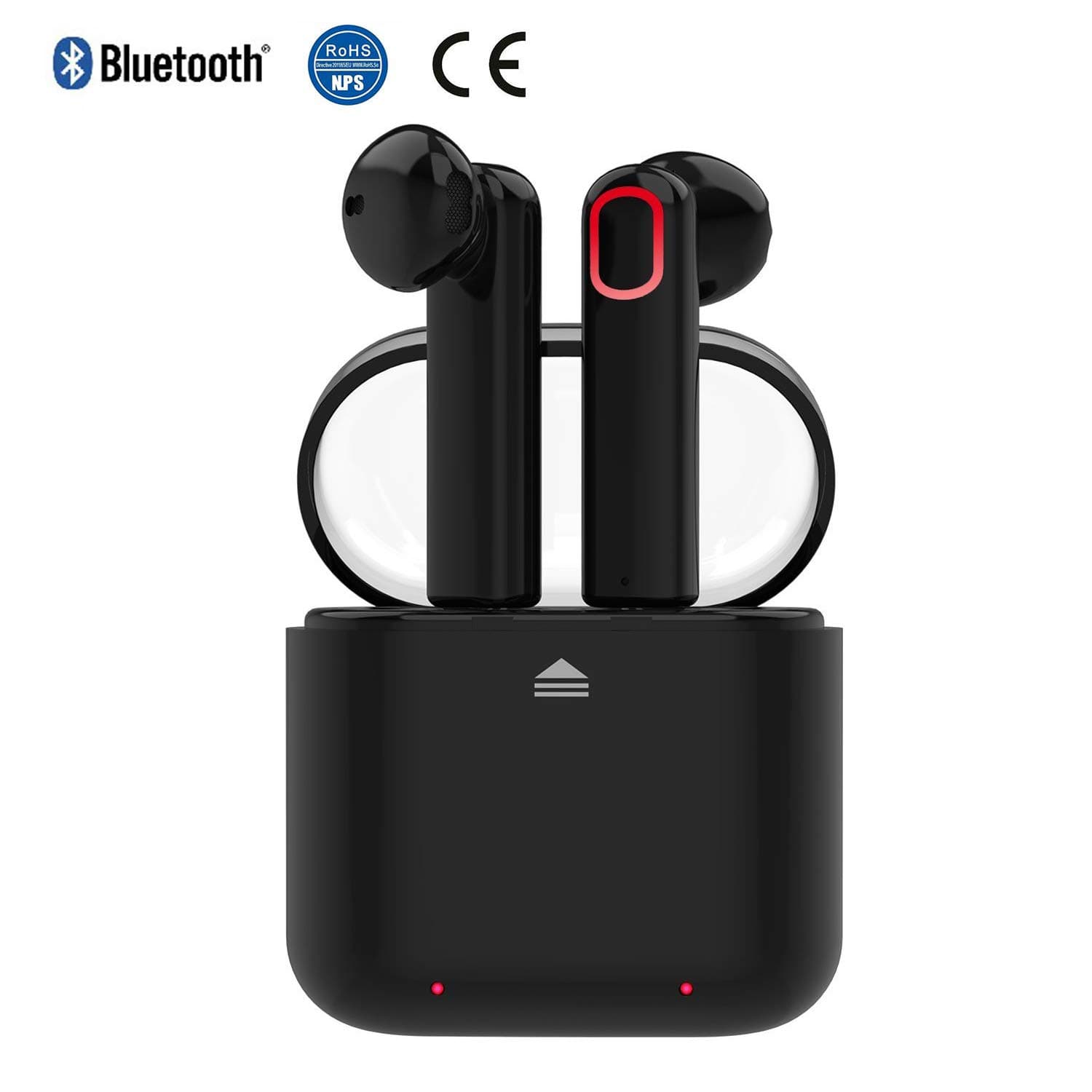 Cordless Headphone Bluetooth Earbuds Wireless Headset Headphones Invisible Cordless Rechargeable Earpiece for Laptop Smartphone Tablet Gaming Office Outdoor Voyager with HiFi 3D Stereo Sound (Black)