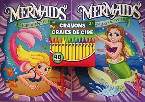 Mermaids Coloring books with 48 crayons Bundle