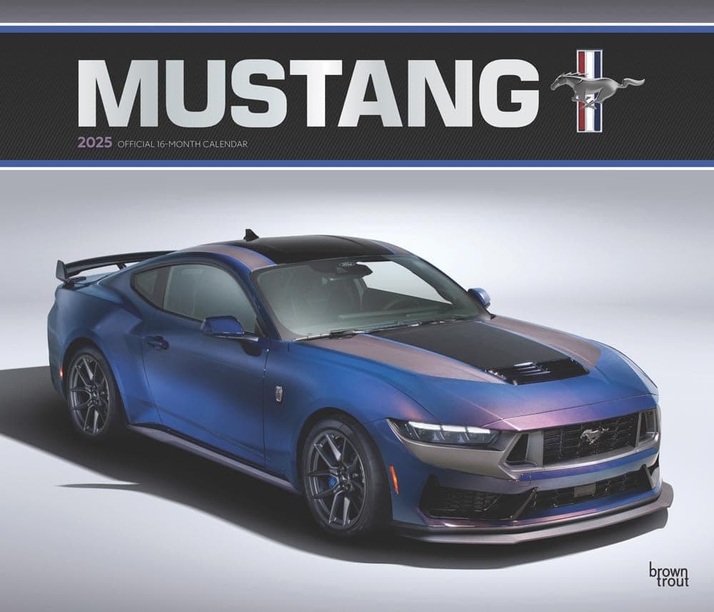 Mustang OFFICIAL | 2025 14 x 24 Inch Monthly Deluxe Wall Calendar | Foil Stamped Cover | Plastic-Free | BrownTrout | Ford Motor Muscle Car (Ford Mustang)