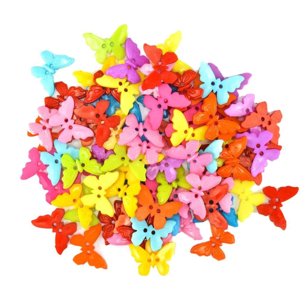 Unobite 2-Holes Butterfly Design Plastic Buttons for Sewing and DIY Craft Pack of 100 Piece