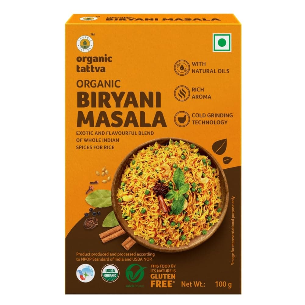 Organic Tattva Organic Blended Spices Masalas (Biryani Masala, 100)