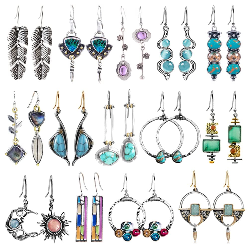 12/14 Pairs Drop Dangle Earrings for Women Boho Jewelry Waterdrop Earrings Set for Girls